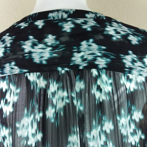 Vera Wang Simply Vera Black & Green Printed Blouse - Picture 5 of 8